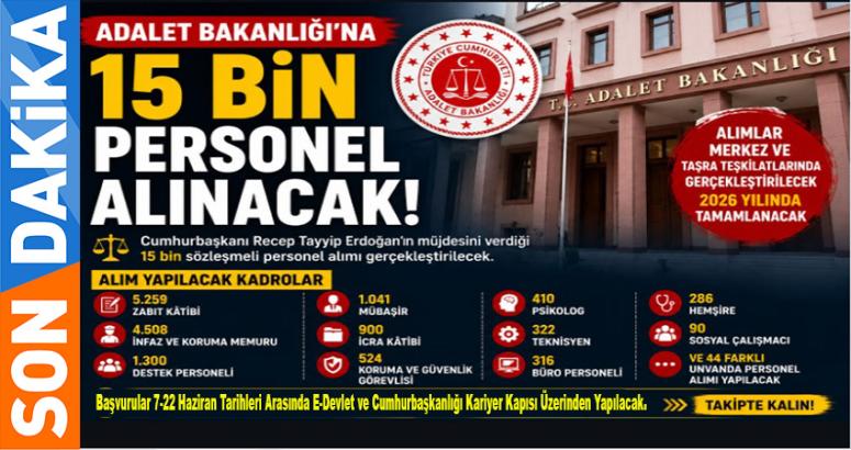 Adalet Bakanlığı 15.000 Personel Alımı Yapacak